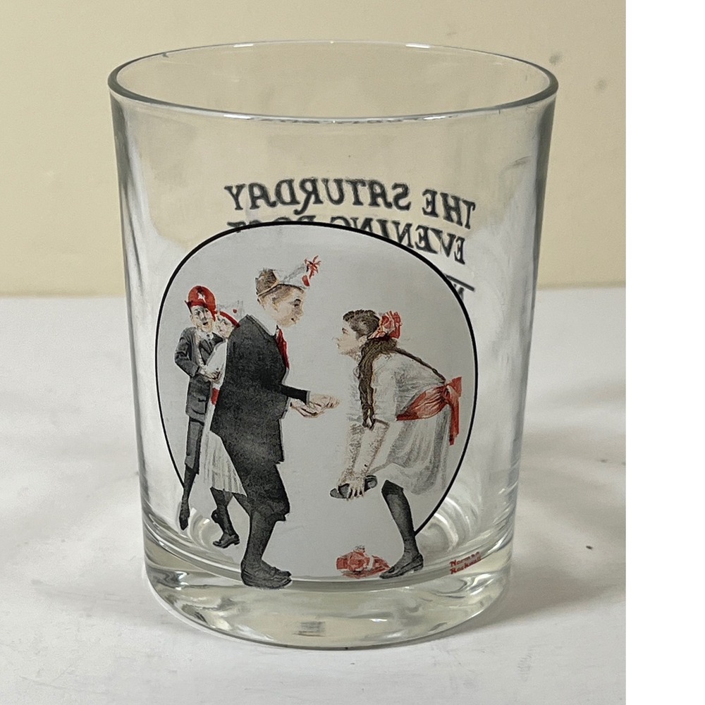 Vintage Norman Rockwell Saturday Evening Post‎ "Pardon Me" Glass